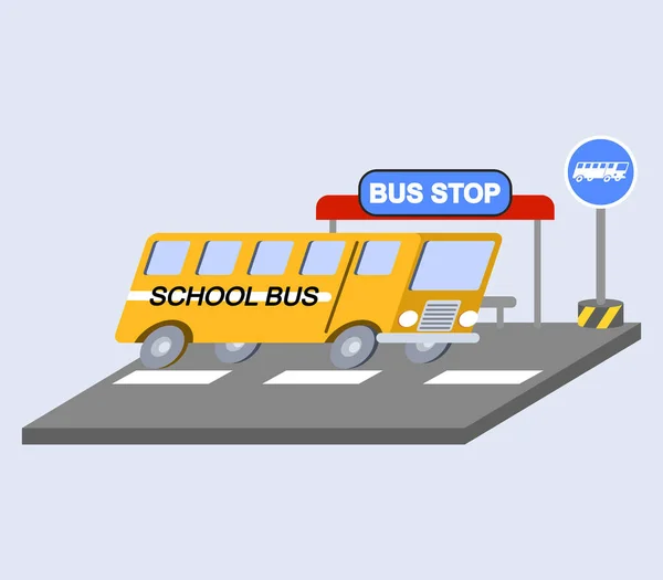 Ikon skew flat bus sekolah - Stok Vektor