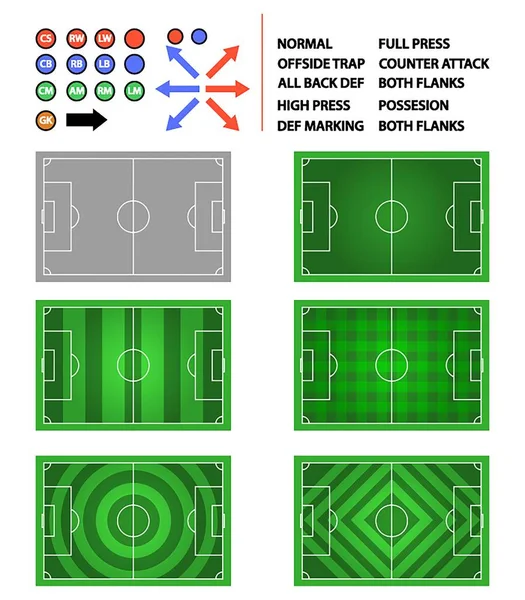 Fußballplatz Strategie Plan Element Grafik — Stockvektor