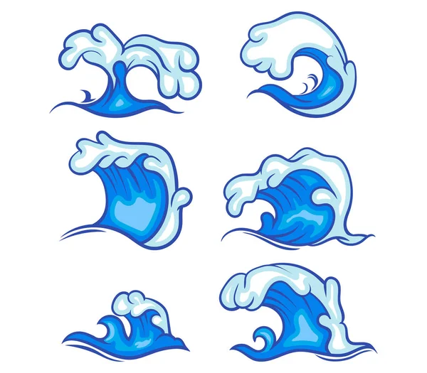 Set di raccolta Blue Sea Wave — Vettoriale Stock