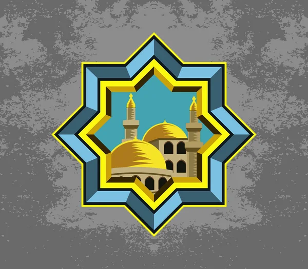 Мечеть в многоугольном обрамлении — стоковый вектор