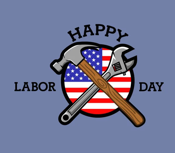 Cross Tools Labor Day Badge — Stock Vector