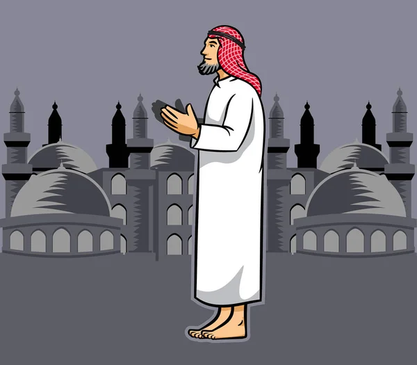 Hombres árabes rezando — Vector de stock