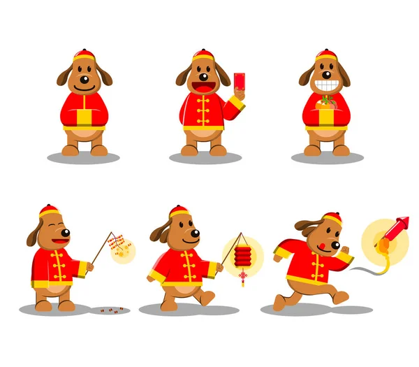 Kínai újév kutya karakter — Stock Vector