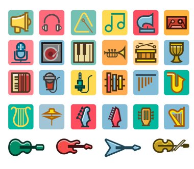 Müzik çizgi süslü Icon Set