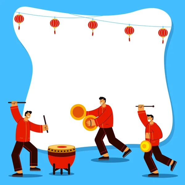 Çin Yeni Yıl Düz İllu 'nu Kutlamak İçin Müzik Enstrümanı Çalıyor