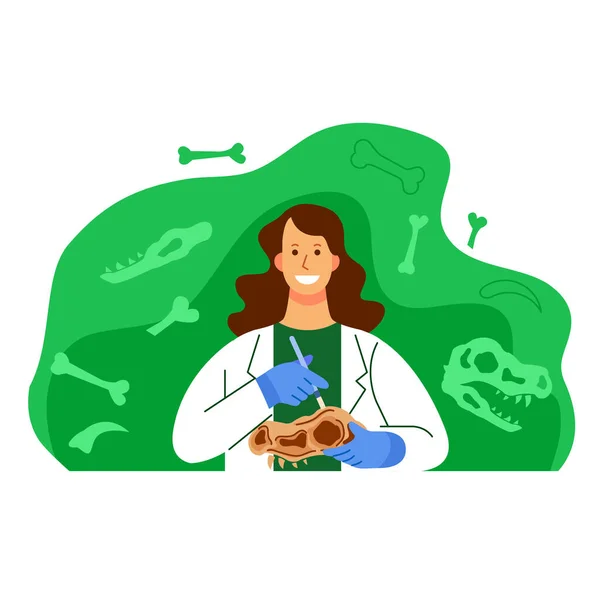 Woman Archeology Scientist Character Illustration — Stock Vector