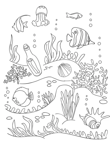 Sea bottom drawing. — Stock Vector