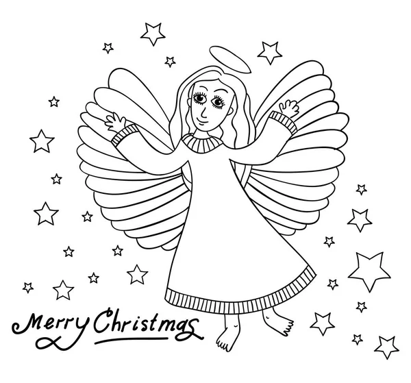 Christmas card with angal. — Stock Vector
