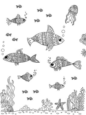 Deniz alt doodle tarzı.