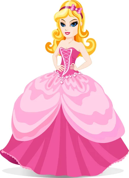 公主在粉红色的连衣裙. — 图库矢量图片