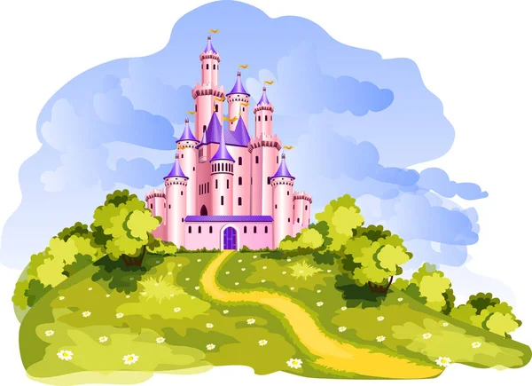 Castillo de cuento en un país de las maravillas . — Vector de stock