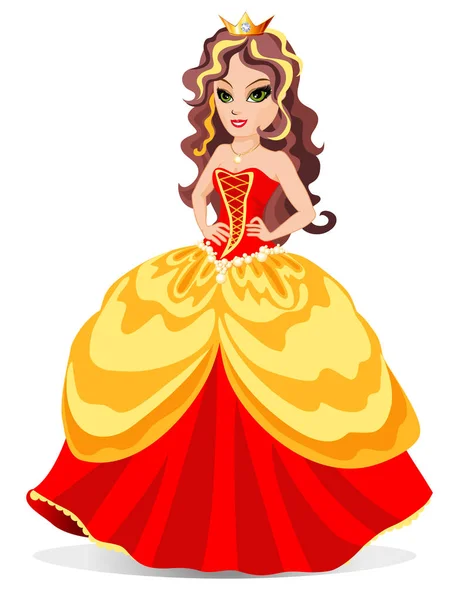 Princesse en robe rouge . — Image vectorielle