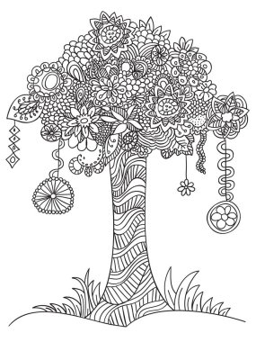 Çiçek doodle ağaç.