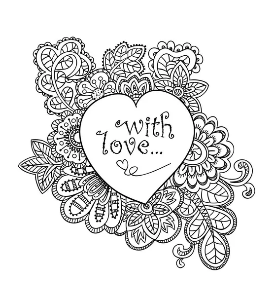 Tarjeta de amor en estilo doodle . — Vector de stock