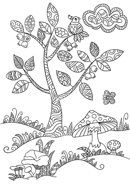 Árbol garabato floral . — Archivo Imágenes Vectoriales