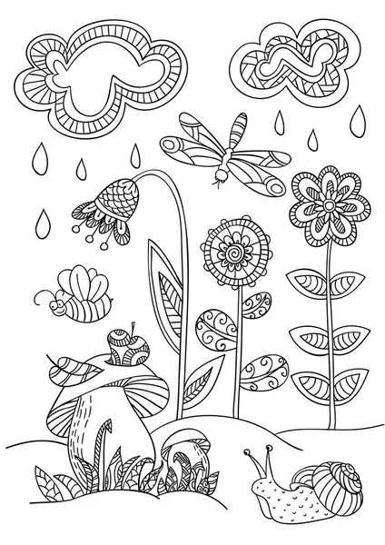 Clareira Floresta no estilo doodle . — Vetor de Stock