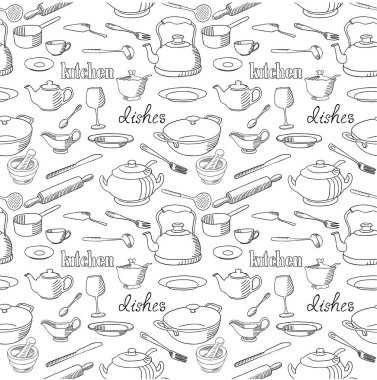 Dishes seamless pattern. clipart