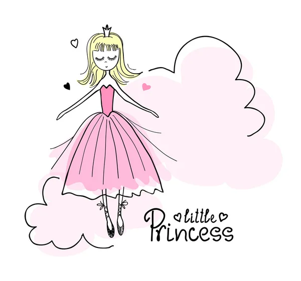 Pequena princesa nas nuvens . —  Vetores de Stock