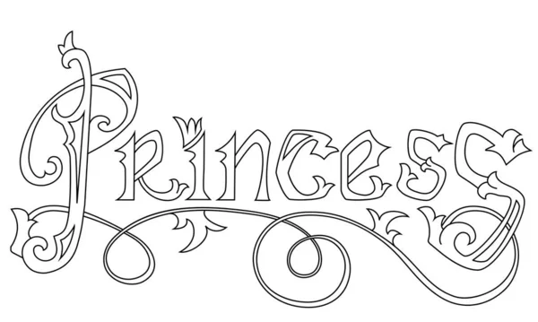 Schwarze und weiße Aufschrift Princess. Elemente für Ihr Design — Stockvektor