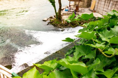 Hidrolik yapı bir baraj. İlkbaharda nehir