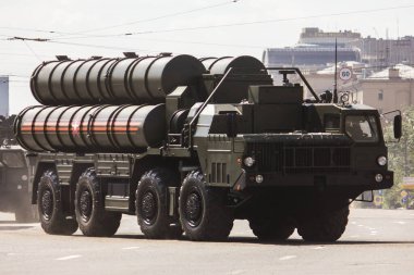 Moskova, Rusya - 10.05.2016: Meydanda zafer günü 9 Mayıs. Askeri malzeme..