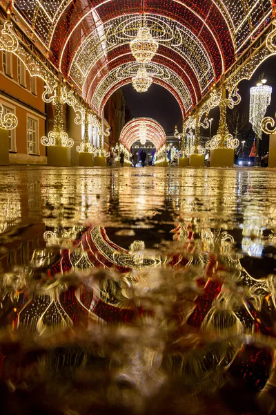 Rusia Moscú Calles Decoradas Capital Espera Año Nuevo — Foto de Stock