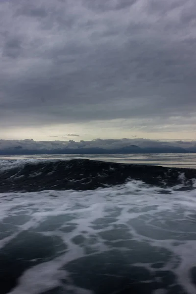 Море Время Шторма Волна Бушует Океане Морская Пена — стоковое фото