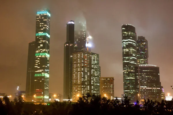 Russland Moskau Blick Vom Dach Der Nacht Moskauer Stadt — Stockfoto