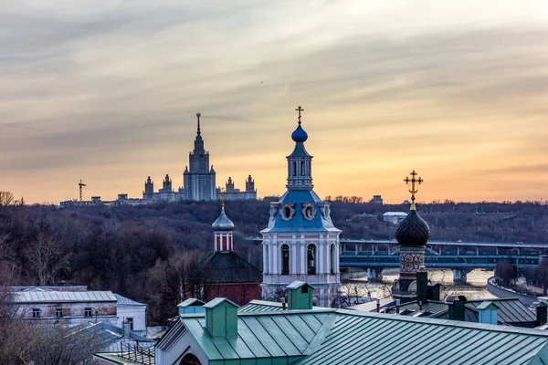 Russia Walk Moscow Sunset View Moscow State University Cathedrals Moscow — Stock Photo, Image