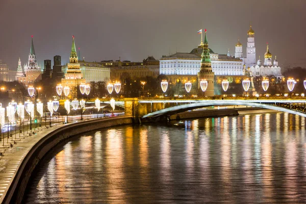 Moskova Rusya 2018 Moskova Nın Gece Manzarası Gece Manzarası Kremlin — Stok fotoğraf