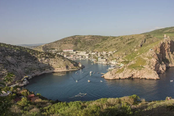 Crimea Sebastopol Bahía Pasamontañas Montañas Mar —  Fotos de Stock