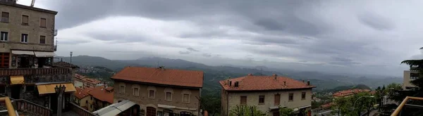 Panorama Van San Marino Top Uitzicht Stad Een Bewolkte Dag — Stockfoto