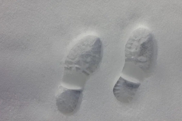 Huellas Nieve Rastros Hombre Suela Zapatos —  Fotos de Stock