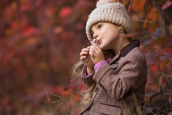 Little girl enjoying autumn day — Stock Photo, Image