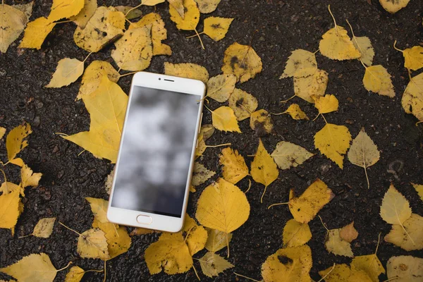 Smartphone perdido ileso en el suelo — Foto de Stock