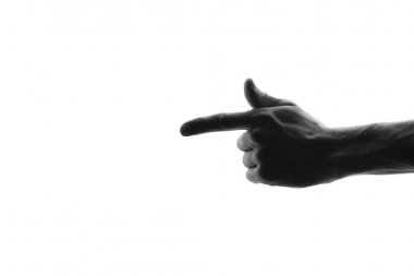 Elini silüeti yön parmak hareketi - beyaz izole gösterir