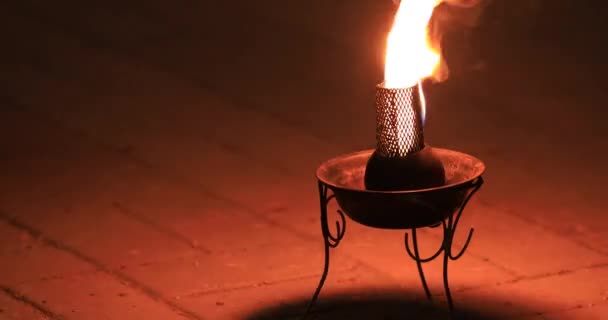 Fire in burner outdoor — Stock Video