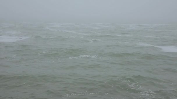 Kalmte. Achteraanzicht, vrouw die naar de zee kijkt. — Stockvideo