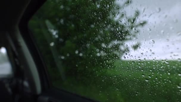 雨の日に車の中で雨滴の音、元のオーディオを含む — ストック動画