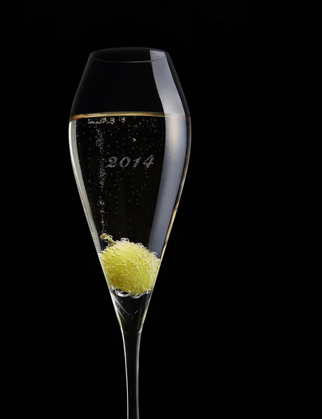 Glass Champagne Splash Black Background — Stock Photo, Image