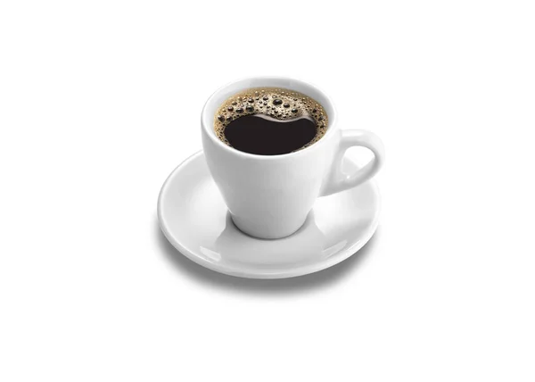 Witte Kop Koffie Schotel Geïsoleerd Lichte Achtergrond — Stockfoto
