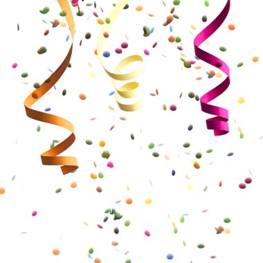 Beyaz arka plan üzerinde renkli konfeti şenlikli 