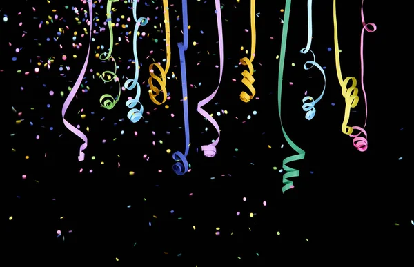 Feestelijke Kleurrijke Confetti Zwarte Achtergrond — Stockfoto