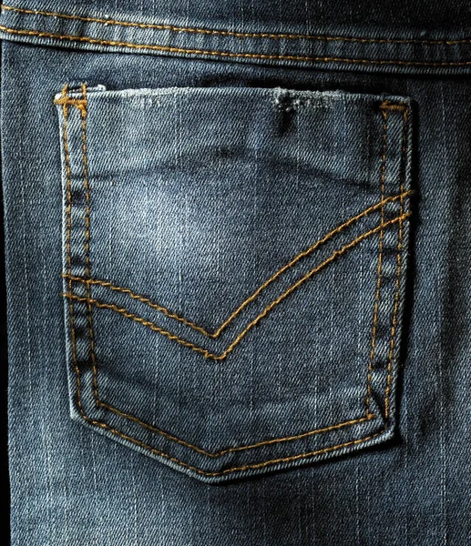 Jeans Tasche Mit Blauem Denim Stoff Textur Hintergrund — Stockfoto