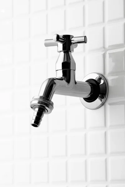 Simple Tap Bottom Small White Tiles — Stock Photo, Image