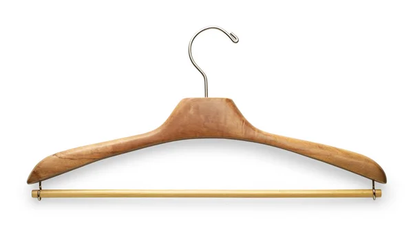 Wooden Hanger Isolated White Background — Stock Photo, Image