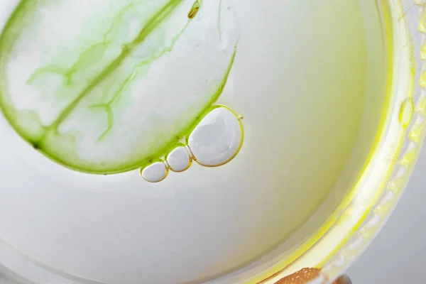 Üzüm tohumu yağlı, hava kabarcıklı ve yeşil G dilimli Petri kabı.