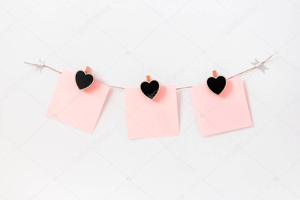 Craft hearts wooden black chalkboard clothespins on rope twine o