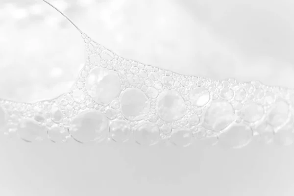 Close Schuimbelletjes Textuur Van Zeep Shampoo Reinigingsmiddel Witte Achtergrond Met — Stockfoto
