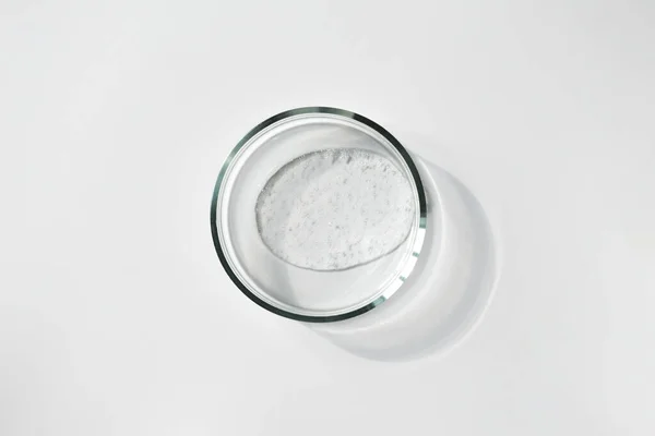 Gel Transparente Com Bolhas Placa Petri Vidro Sobre Fundo Branco — Fotografia de Stock